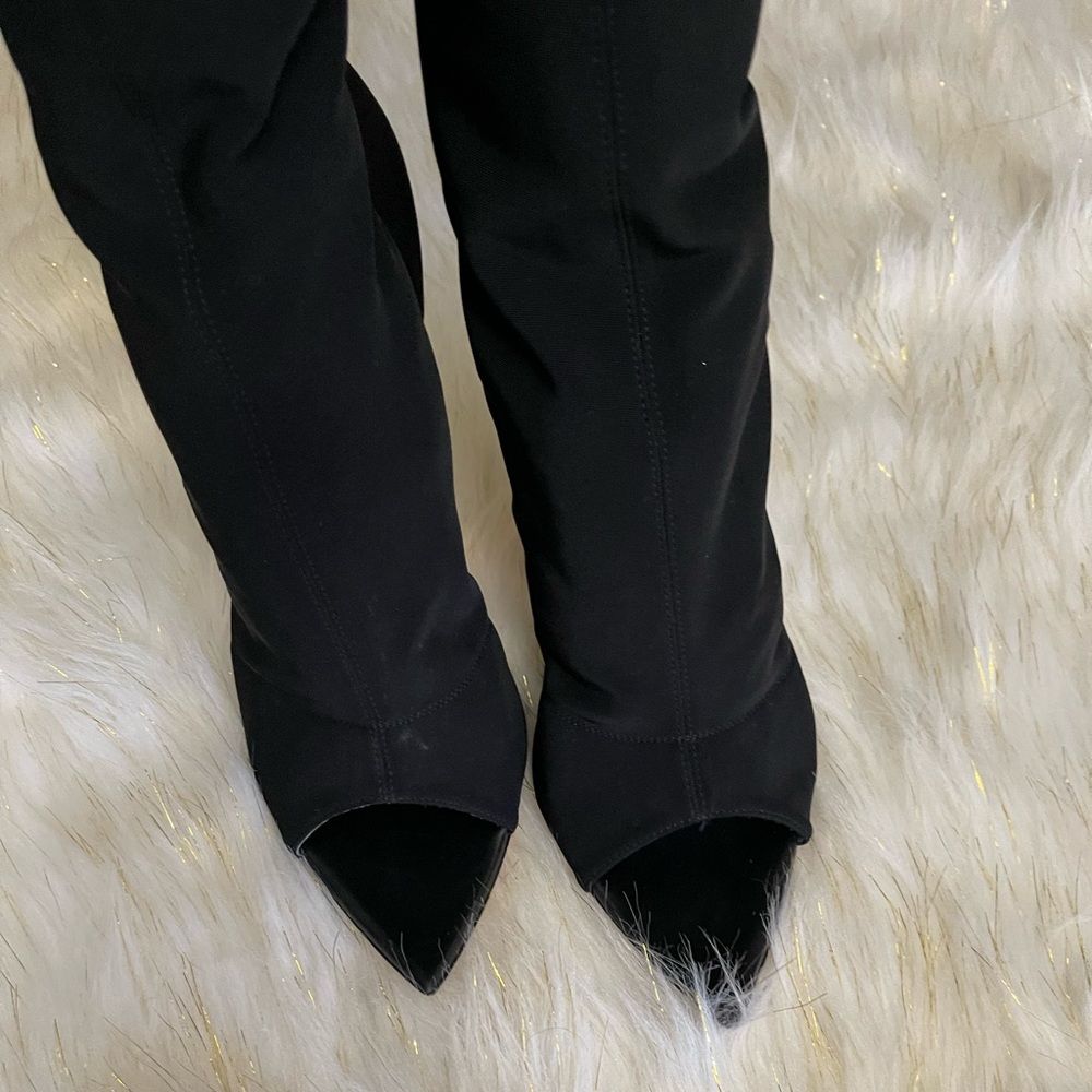 Gianvito Rossi Gotham Cuissard Peep Toe Thigh High Boots 🖤Black on black🖤 - Picture 15 of 15